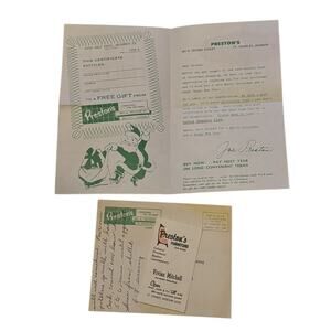VTG 1960s Preston’s Furniture St. Charles MO Advertising Letter Certificate